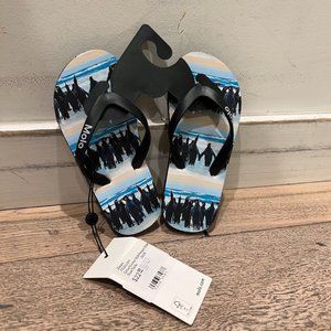 SOLD Penguin Print Molo Flip Flops